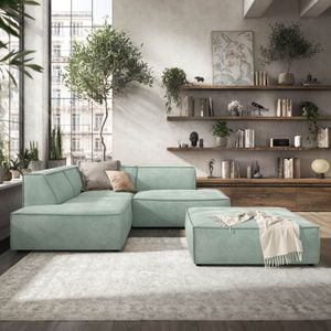 HOMELIV. Lennox Ecksofa mit Hocker Velours