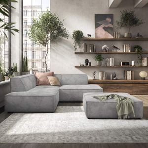 HOMELIV. Lennox Ecksofa mit Hocker Cord
