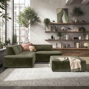 HOMELIV. Lennox Ecksofa mit Hocker Samt