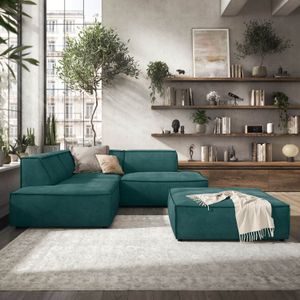HOMELIV. Lennox Ecksofa mit Hocker Velours