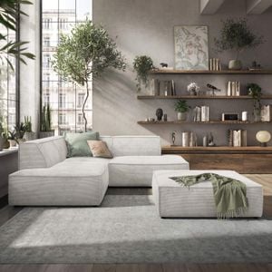 HOMELIV. Lennox Ecksofa mit Hocker Cord